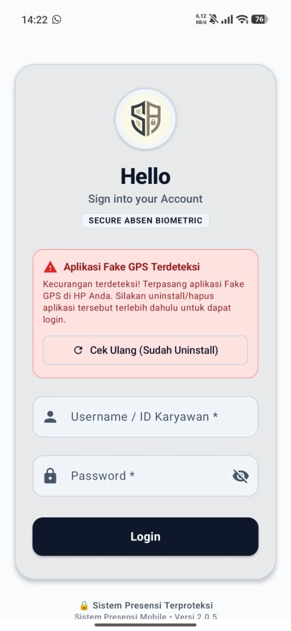 Deteksi Aplikasi Fake GPS Saat Login