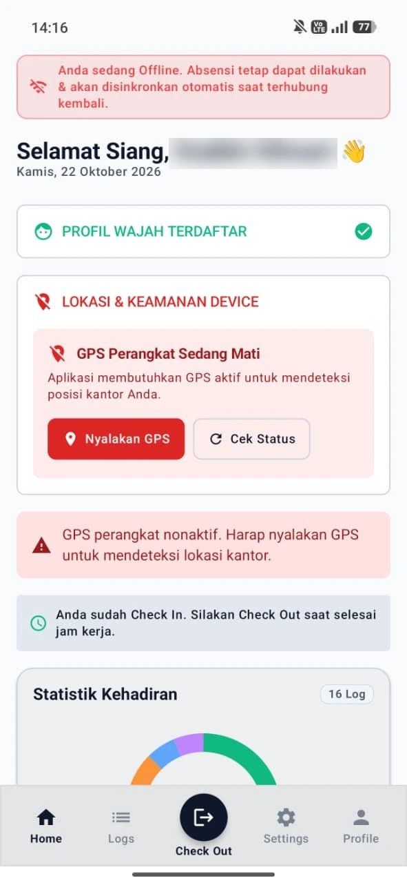 Presensi Berjalan Lancar Meski Sedang Offline